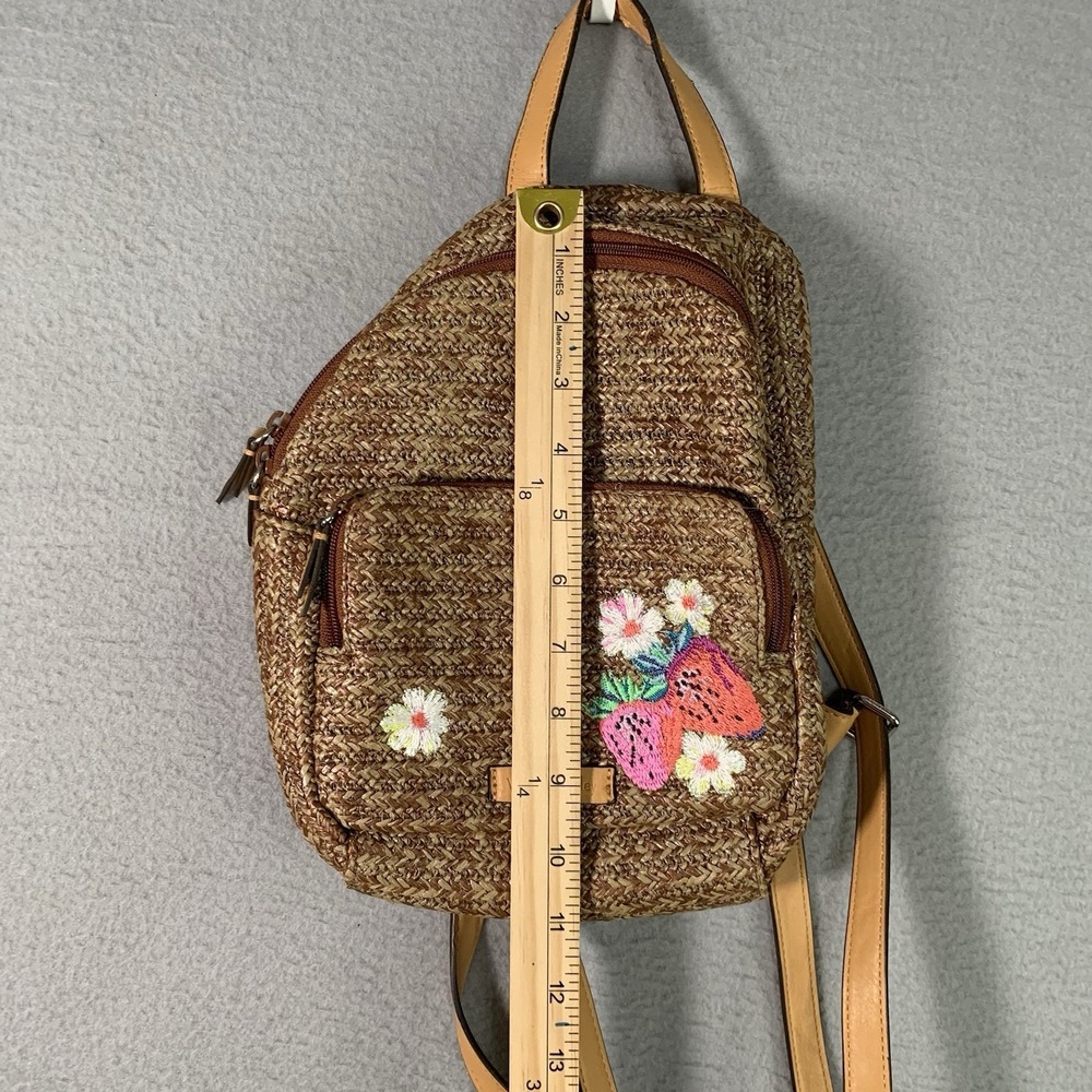 Vera Bradley Straw Double Compartment Small Backpack/Purse flower strawberry - Picture 2 of 10